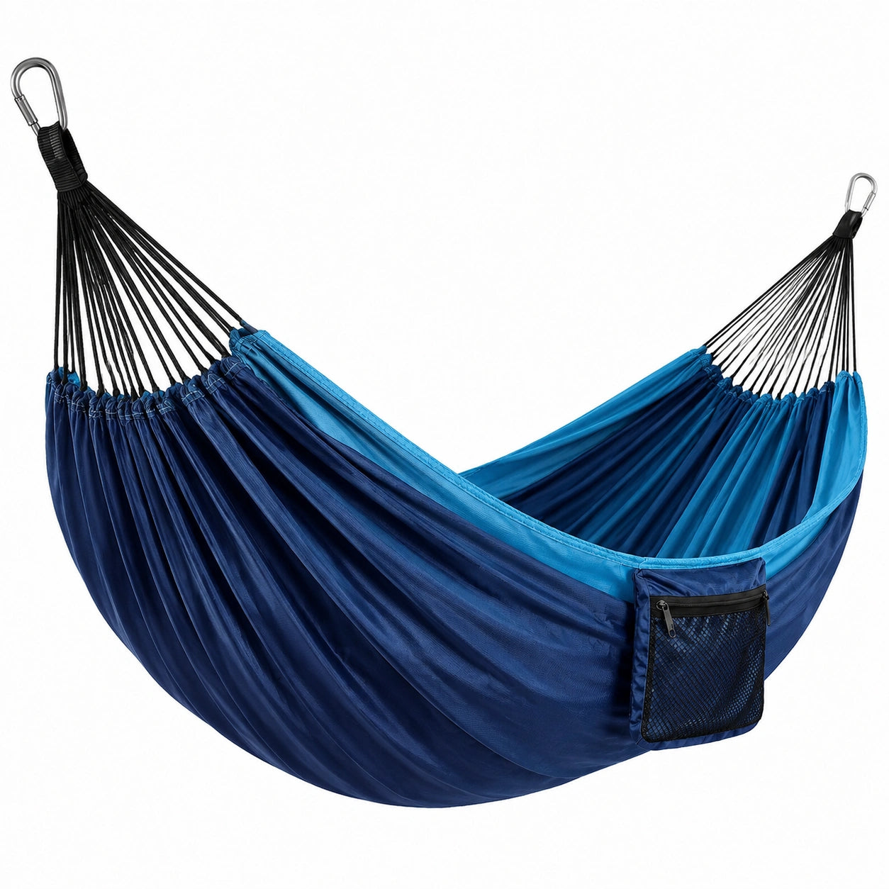 Amaca in Tessuto di Nylon Blu Scuro e Blu Chiaro 300x150 cm con Tasca