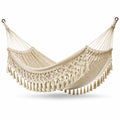 Amaca in cotone crema con frange decorative 200x150 cm