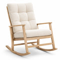 Sedia a dondolo in legno con tessuto beige