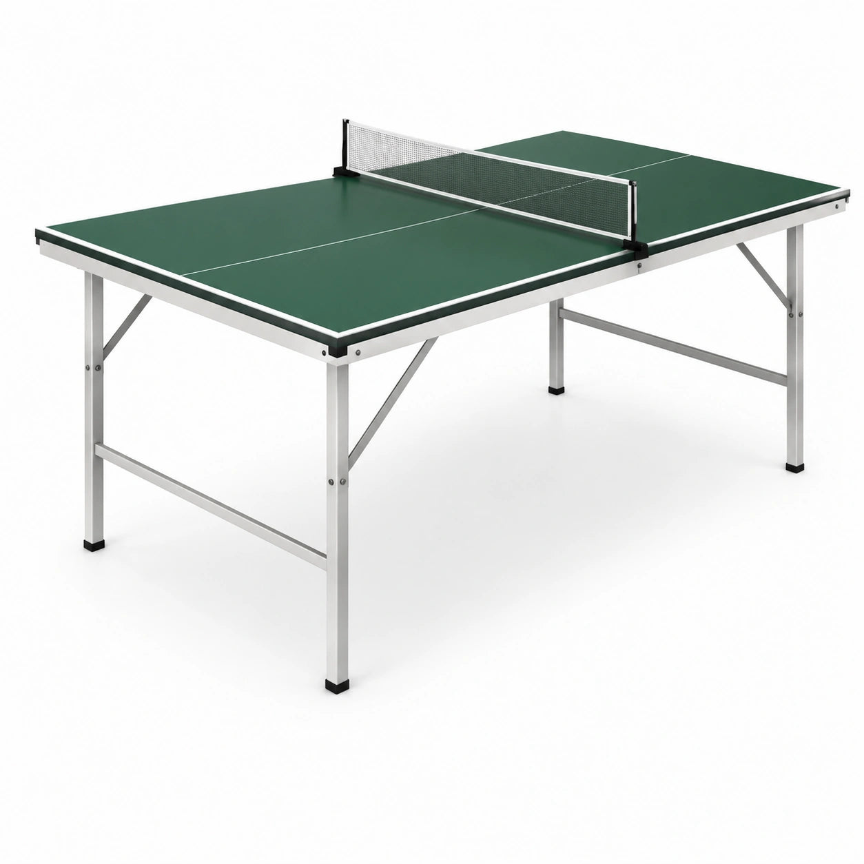 Tavolo da ping pong pieghevole verde in legno composito e acciaio