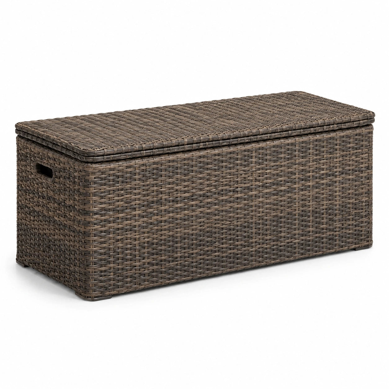 Baule in rattan sintetico marrone per esterni 120x50x60 cm