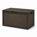 Baule da giardino in resina intrecciata marrone 120x60x55 cm